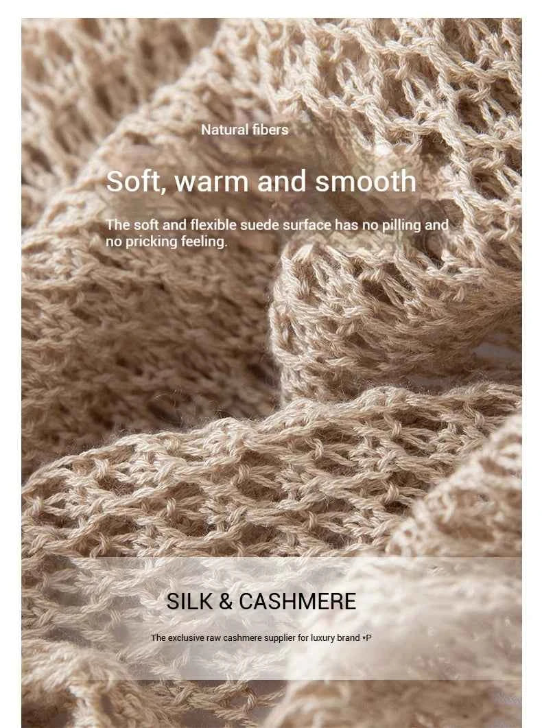 Spring Silk Cashmere Shawl – Lightweight Openwork Wrap with Sleeves