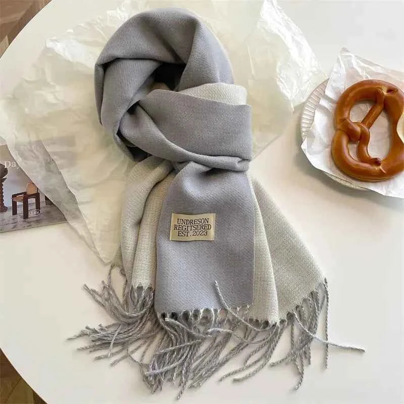 Warm Winter Cashmere Scarf – Fashionable Double-Sided Shawl Wrap
