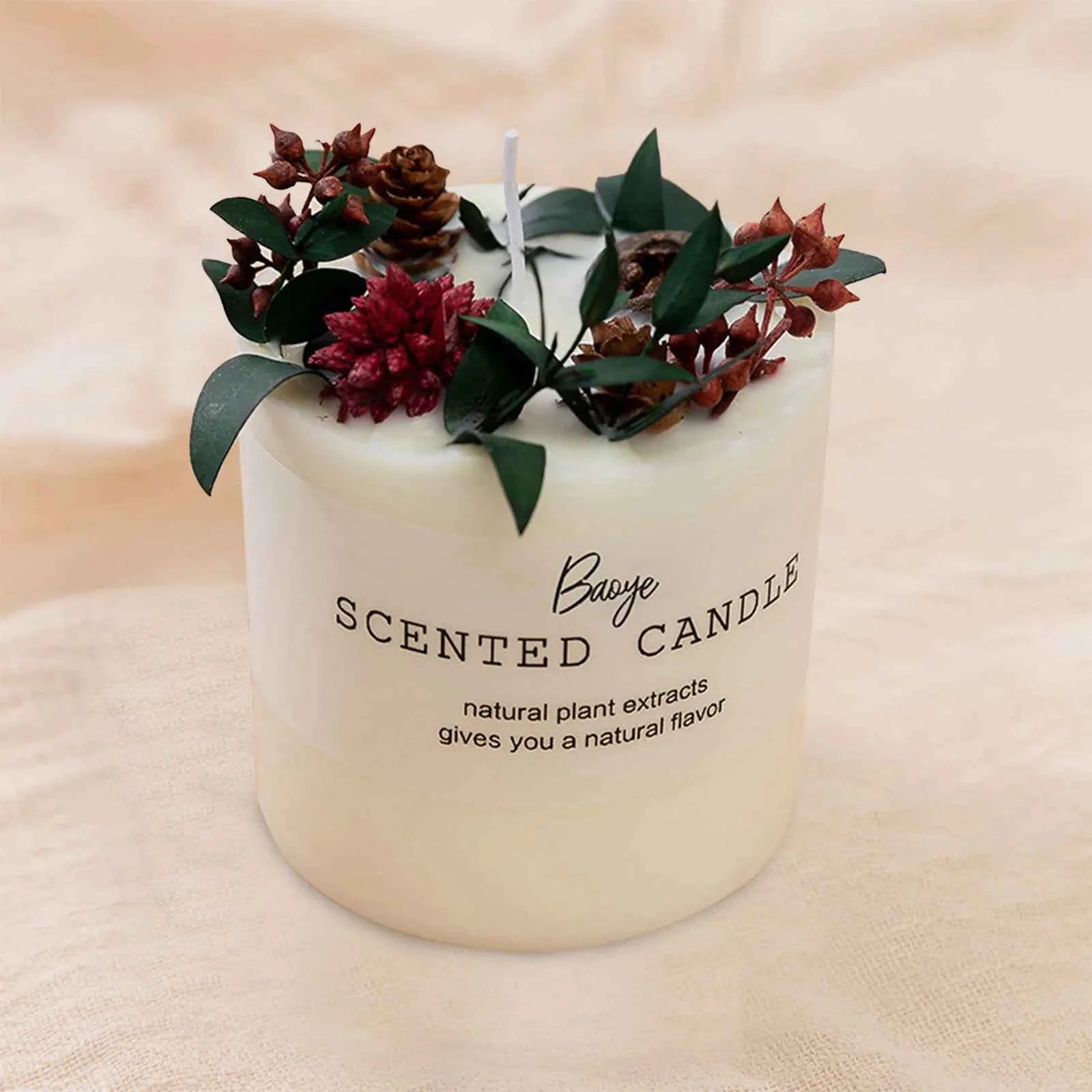 Organic Soy Wax Scented Candle - Handmade with Dried Flowers & Pure Oils