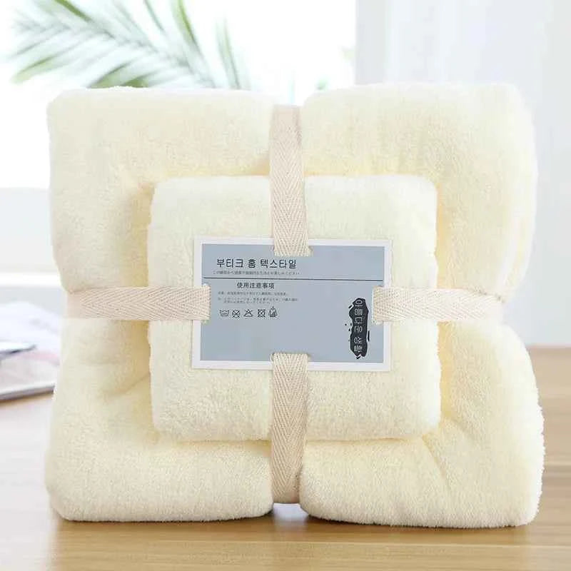 2pcs Luxury Coral Fleece Bath & Face Towel Set