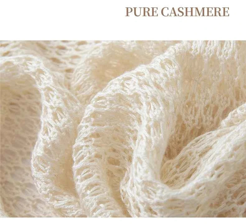 Spring Silk Cashmere Shawl – Lightweight Openwork Wrap with Sleeves