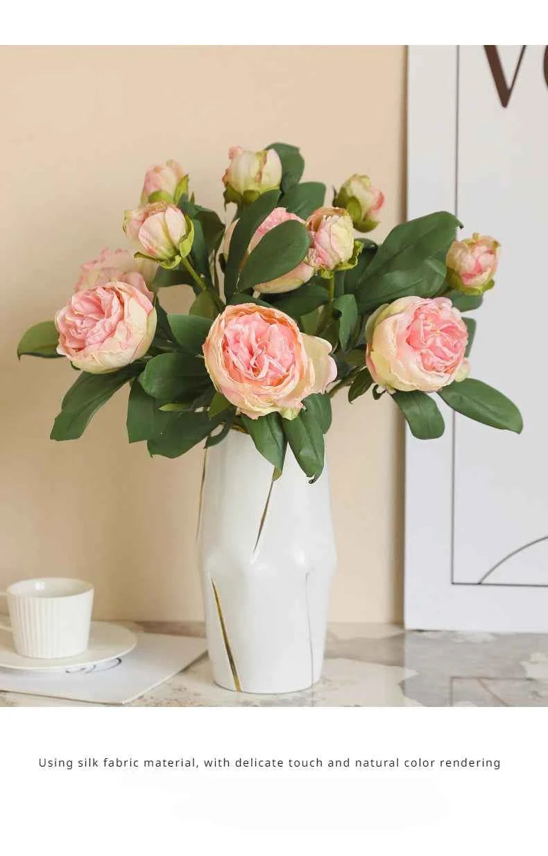 Elegant Silk Peony Stems – 2-Head Artificial Flowers for Décor