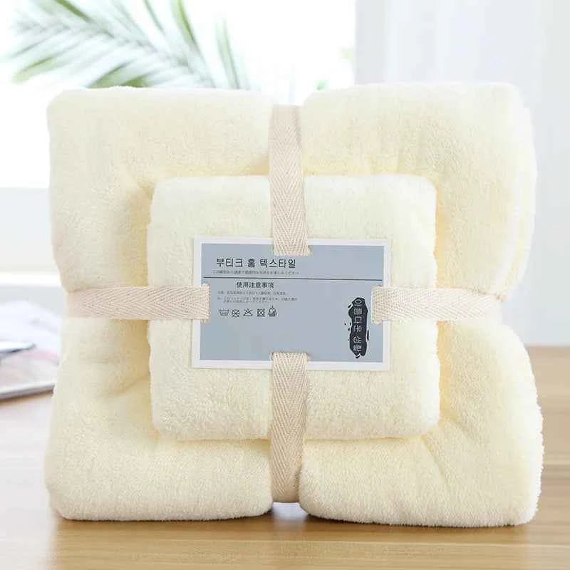 2pcs Luxury Coral Fleece Bath & Face Towel Set