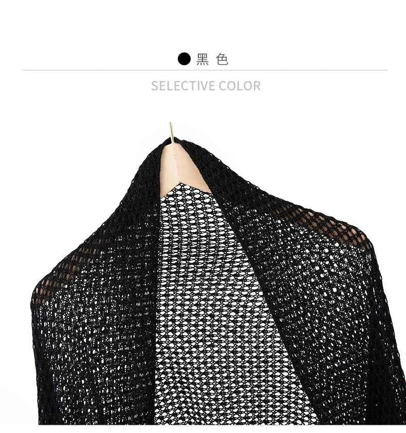 Spring Silk Cashmere Shawl – Lightweight Openwork Wrap with Sleeves