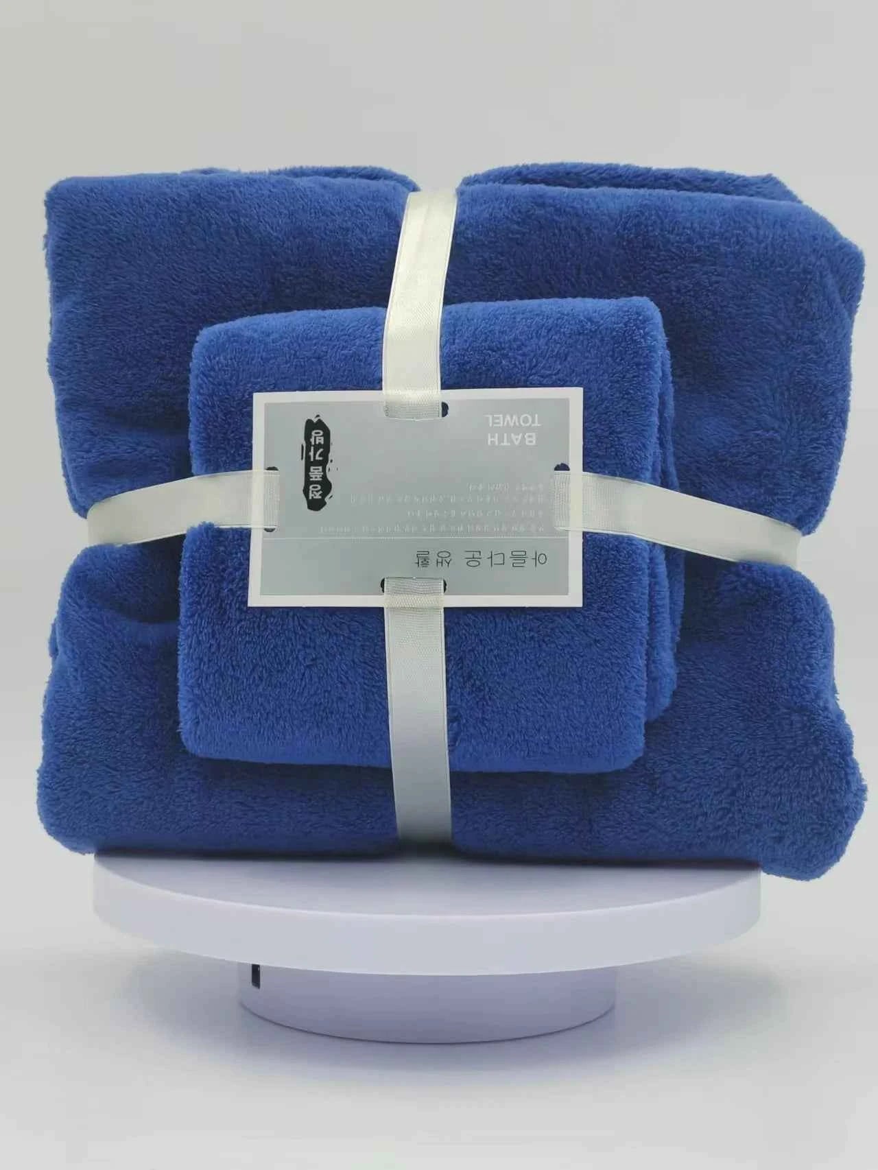 2pcs Luxury Coral Fleece Bath & Face Towel Set