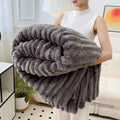 Soft Fluffy Wide Striped Blanket - Plush Throw for Bed & Sofa