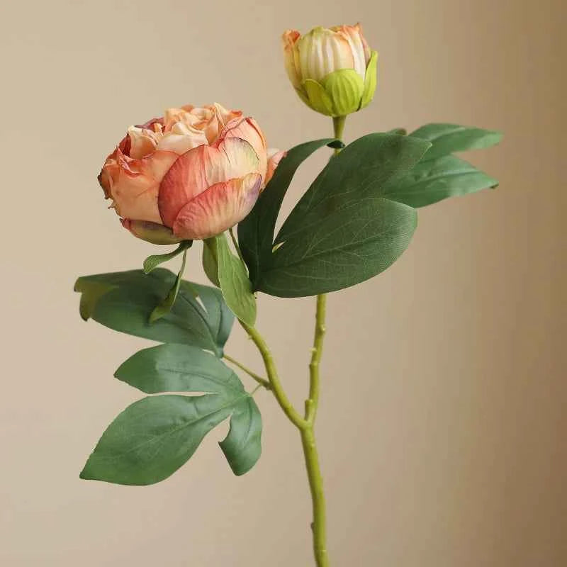 Elegant Silk Peony Stems – 2-Head Artificial Flowers for Décor