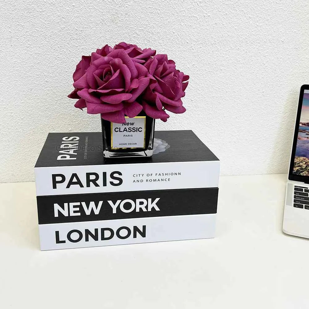 Fashion City Decorative Fake Books – Paris, London, New York Display