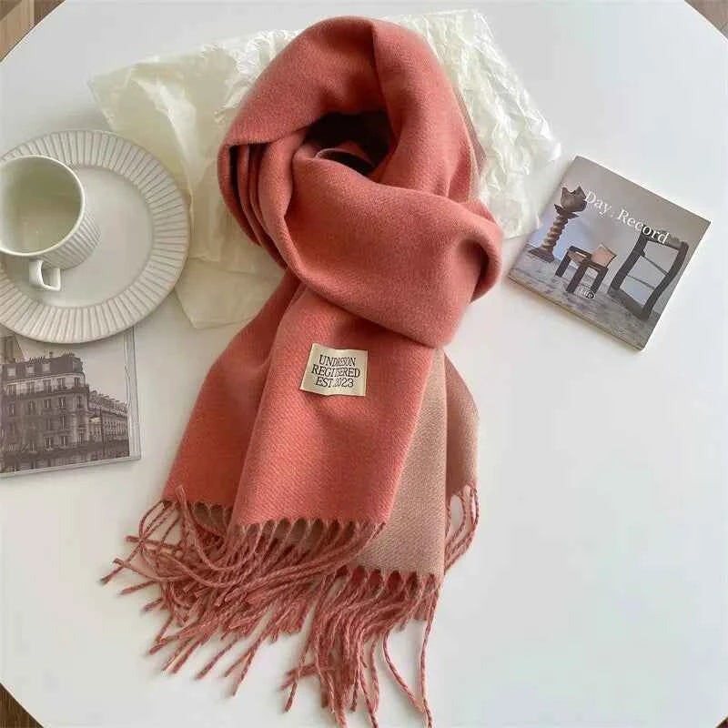 Warm Winter Cashmere Scarf – Fashionable Double-Sided Shawl Wrap