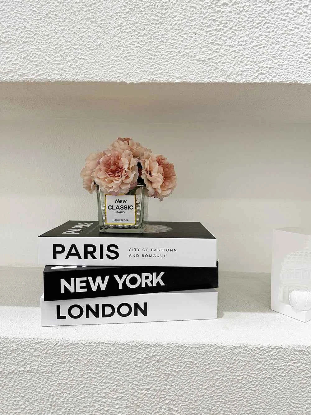 Fashion City Decorative Fake Books – Paris, London, New York Display