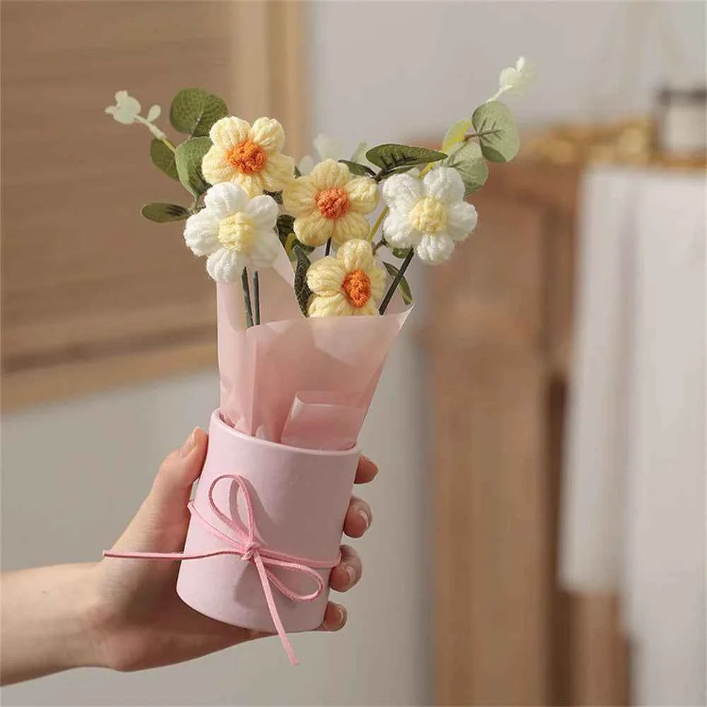 Cozy Hand-Knitted Wool Bouquet – Timeless Handmade Decor
