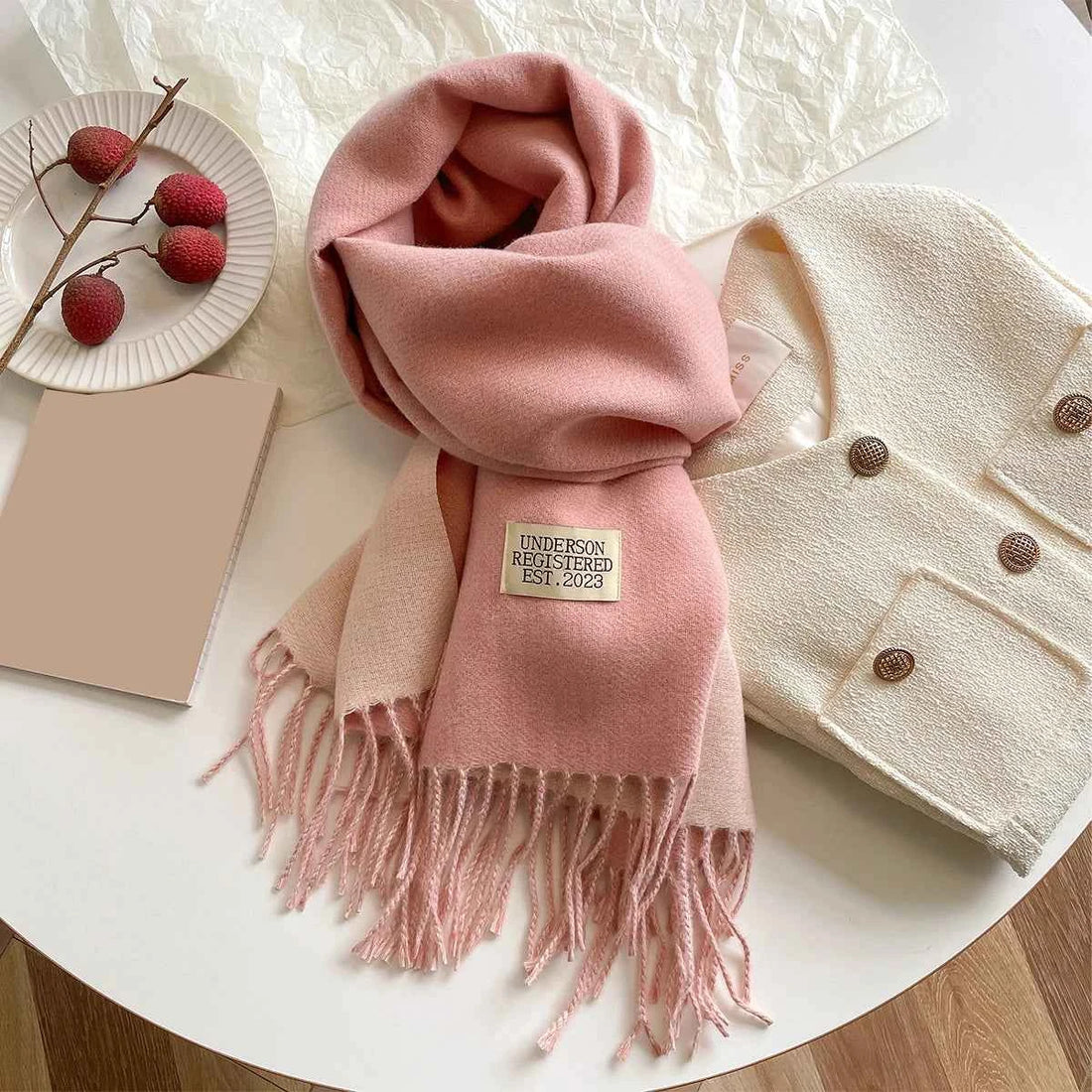 Warm Winter Cashmere Scarf – Fashionable Double-Sided Shawl Wrap