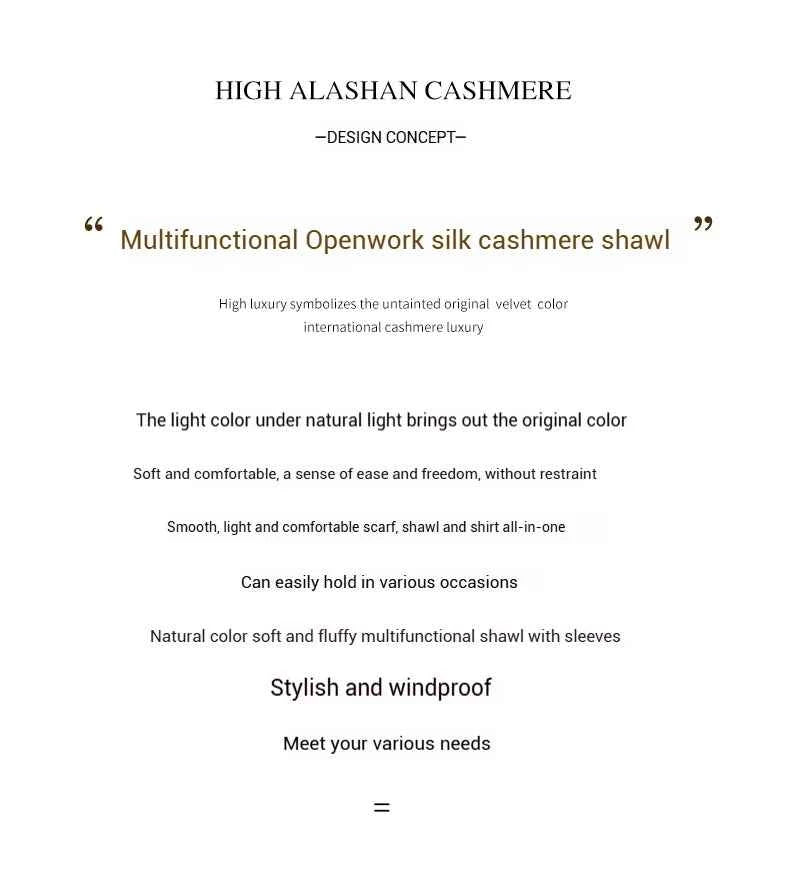 Spring Silk Cashmere Shawl – Lightweight Openwork Wrap with Sleeves