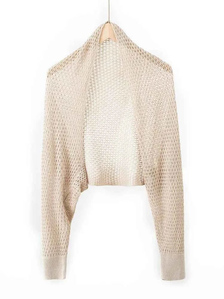 Spring Silk Cashmere Shawl – Lightweight Openwork Wrap with Sleeves