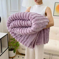 Soft Fluffy Wide Striped Blanket - Plush Throw for Bed & Sofa