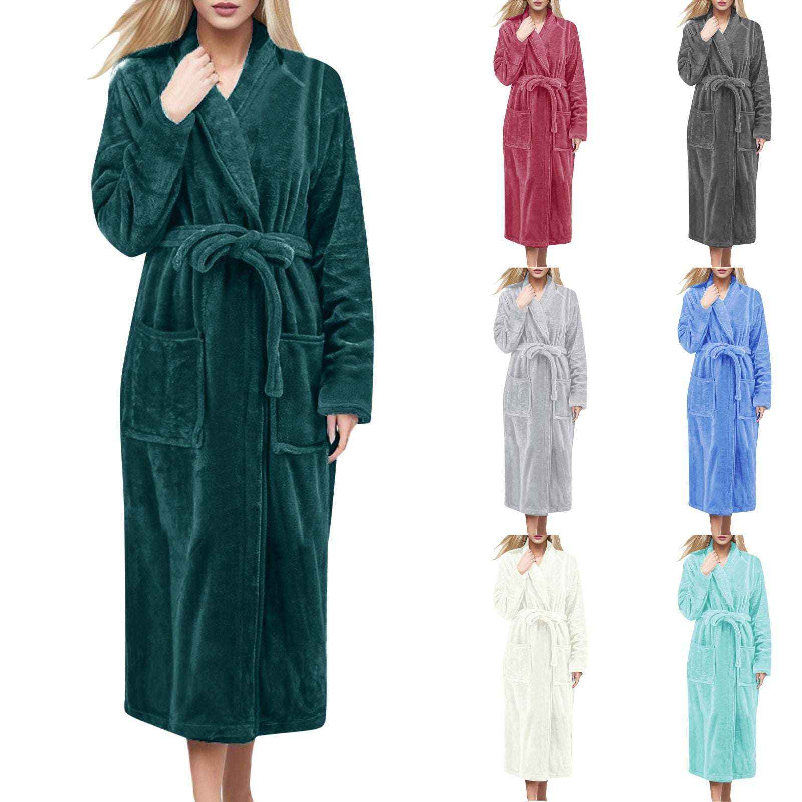 Cozy Accessories Plush Flannel Bathrobe – Warm Winter Fleece Nightgown for Women