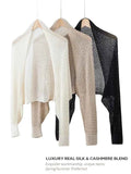 Spring Silk Cashmere Shawl – Lightweight Openwork Wrap with Sleeves