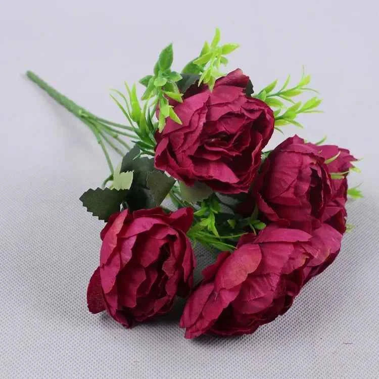 Autumn Silk Peony Bouquet – 6-Head Artificial Flowers