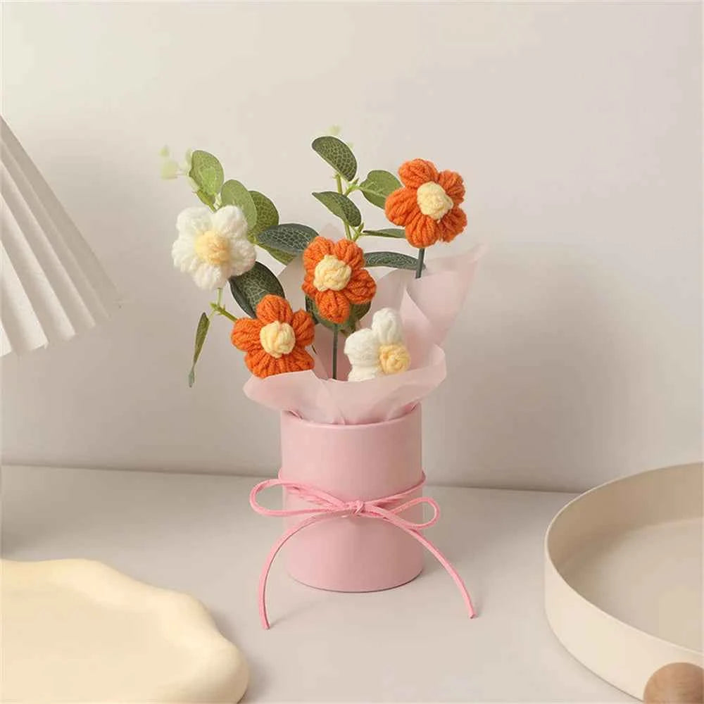 Cozy Hand-Knitted Wool Bouquet – Timeless Handmade Decor