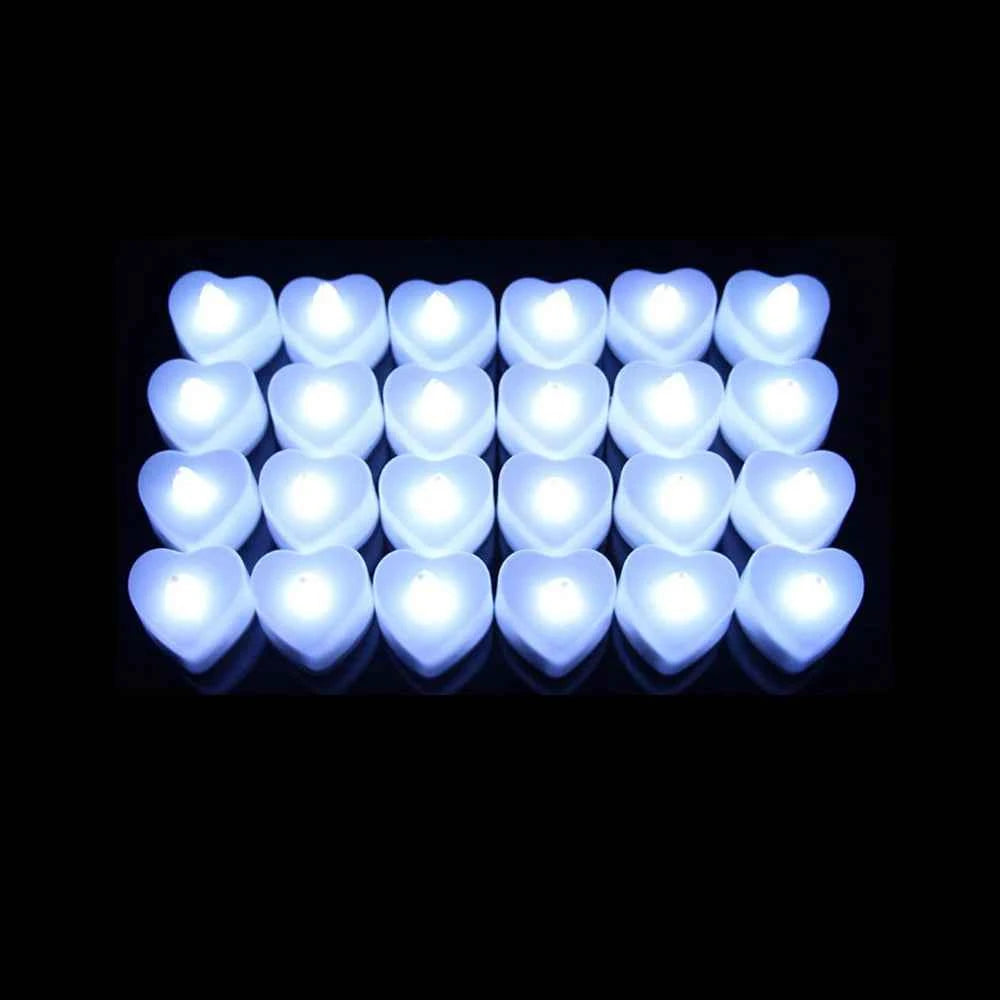 Heart-Shaped Flameless LED Tealight Candles - Battery Powered Home & Party Decor
