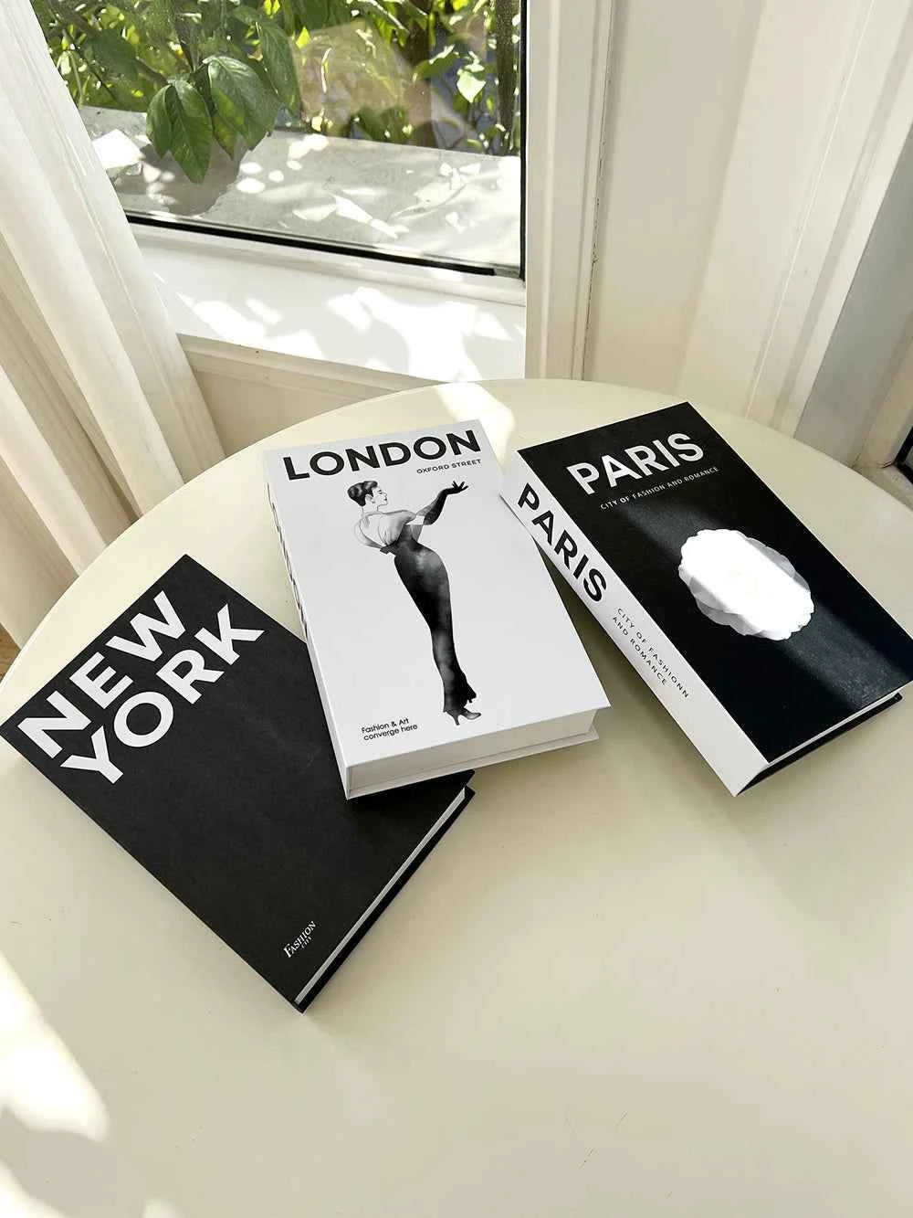 Fashion City Decorative Fake Books – Paris, London, New York Display