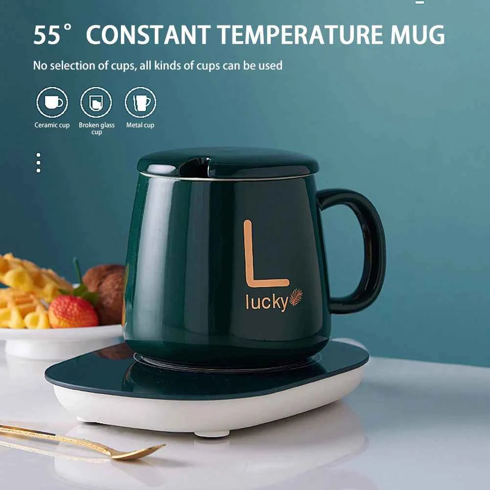 Smart Coffee Mug Warmer – 400ML Electric Heating Ceramic Cup Set