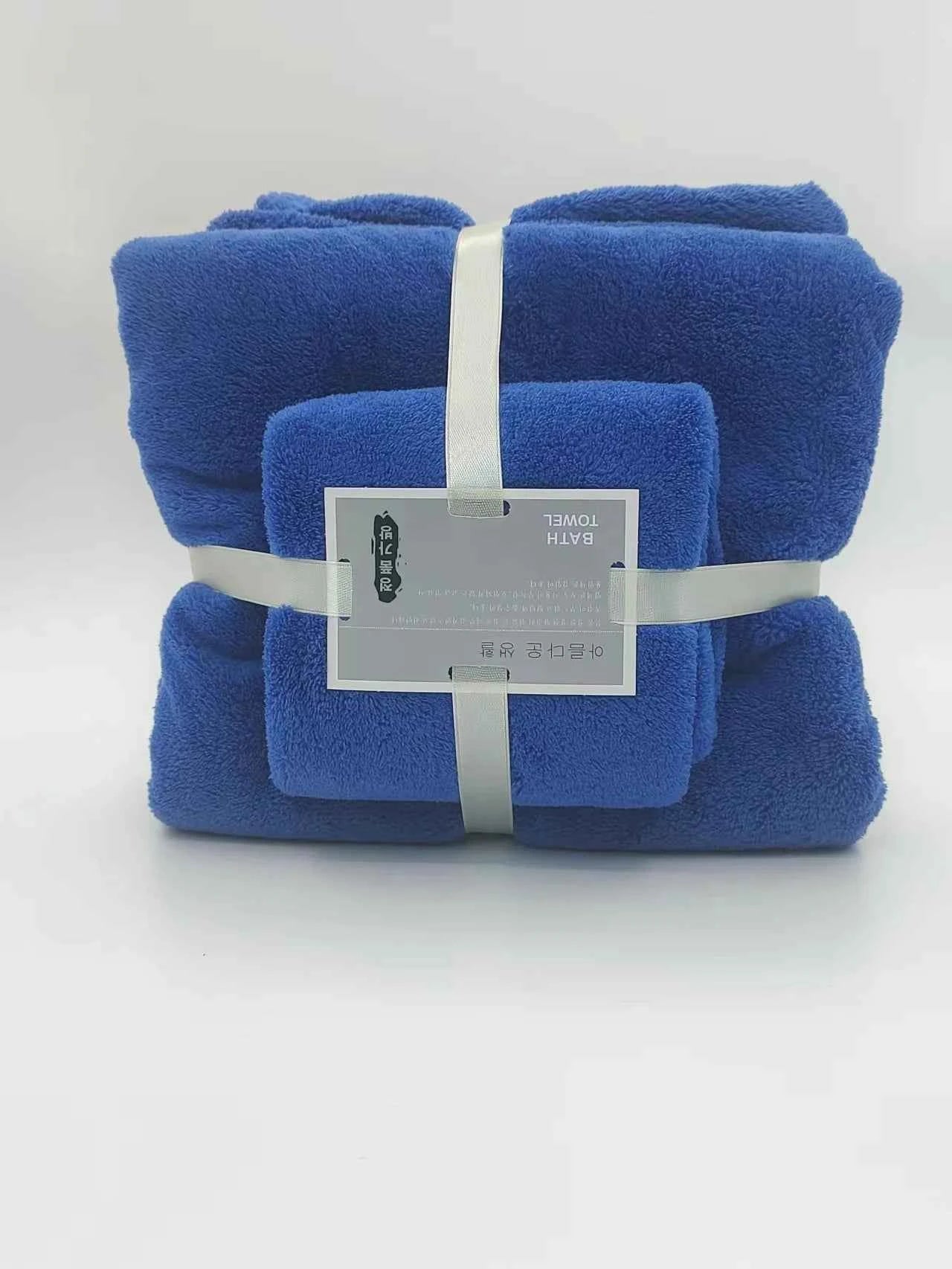 2pcs Luxury Coral Fleece Bath & Face Towel Set