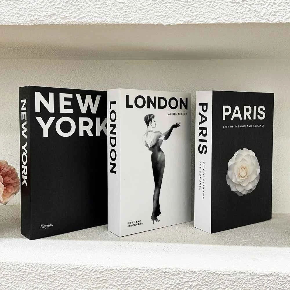 Fashion City Decorative Fake Books – Paris, London, New York Display