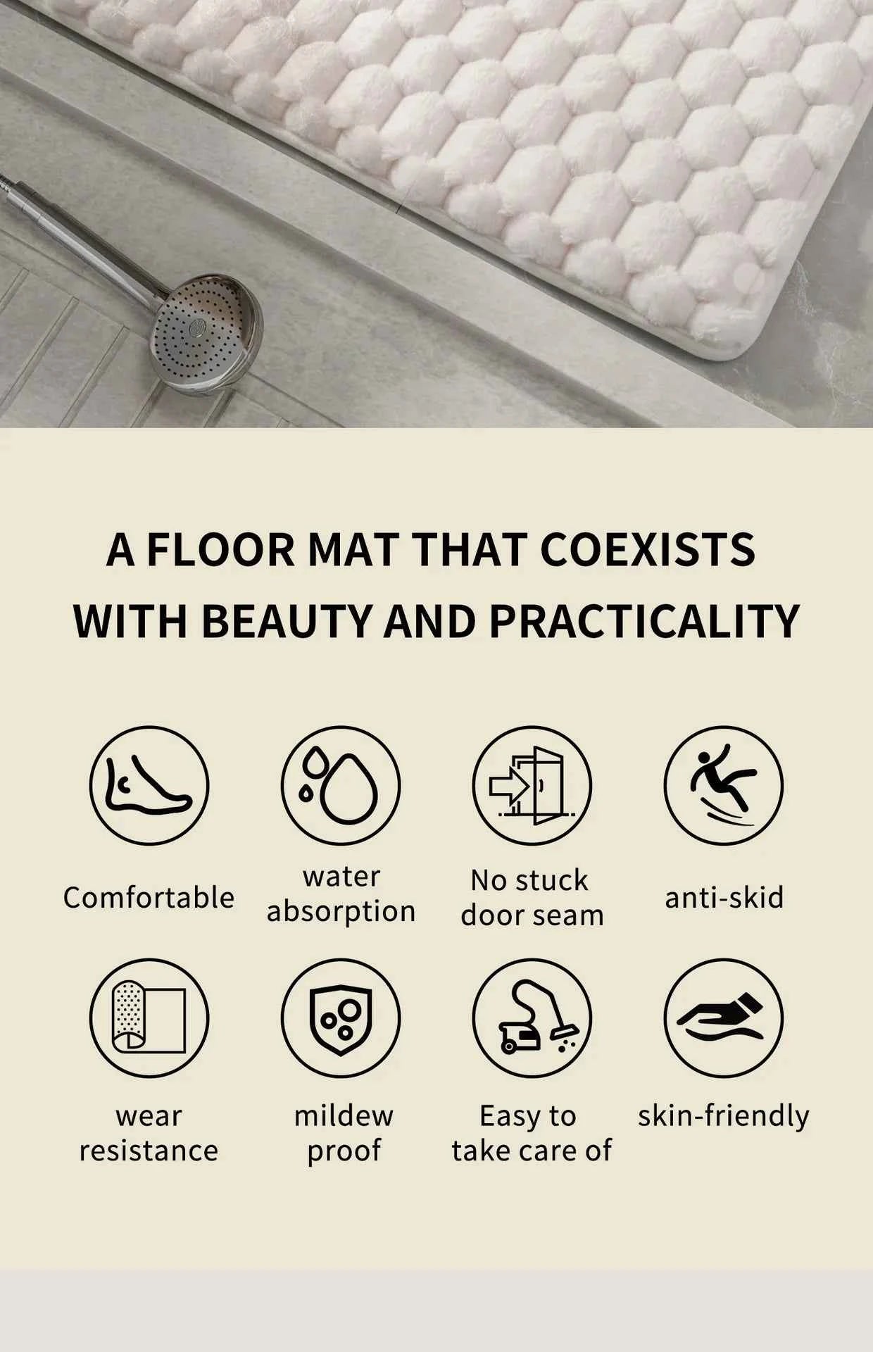 Granular Plush Memory Foam Bath Mat – Soft, Absorbent, and Non-Slip Comfort