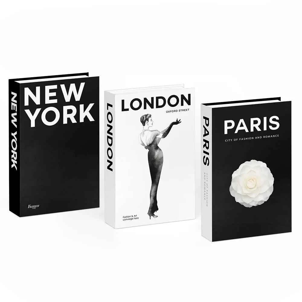 Fashion City Decorative Fake Books – Paris, London, New York Display