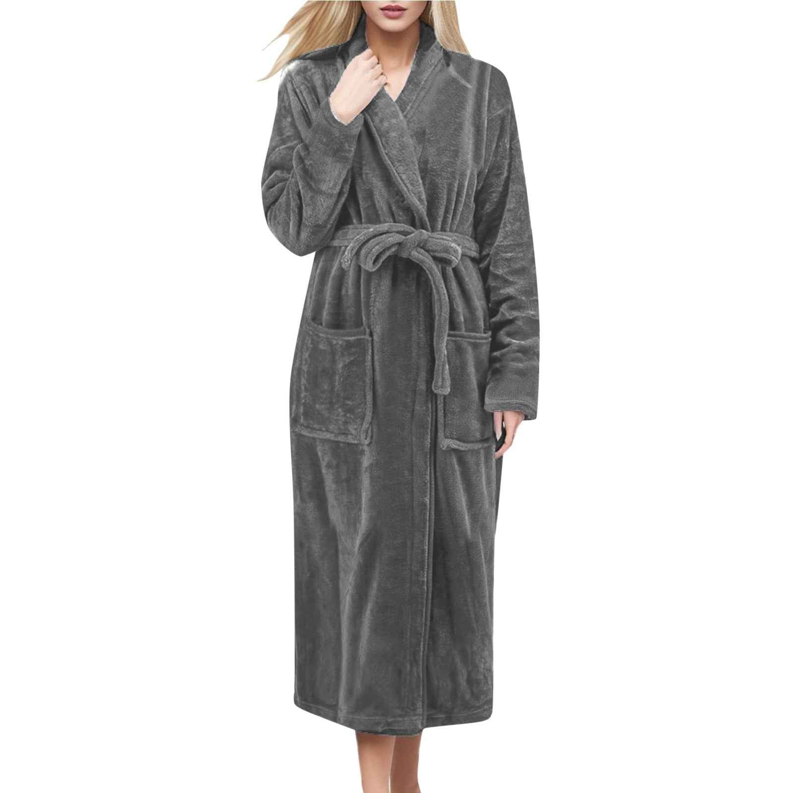Cozy Accessories Plush Flannel Bathrobe – Warm Winter Fleece Nightgown for Women
