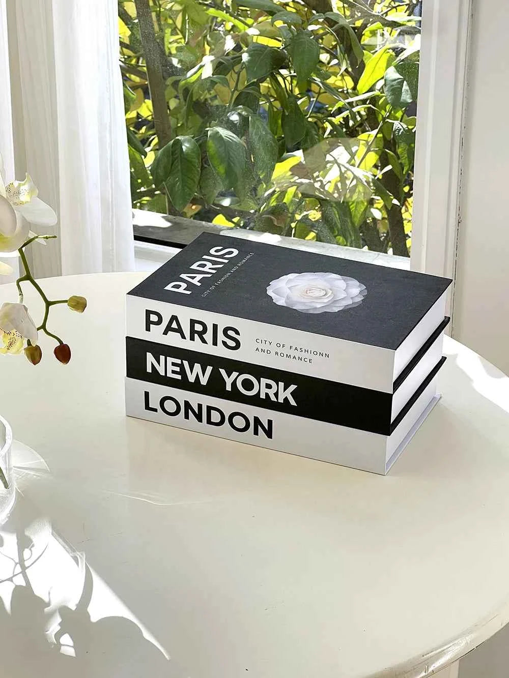 Fashion City Decorative Fake Books – Paris, London, New York Display