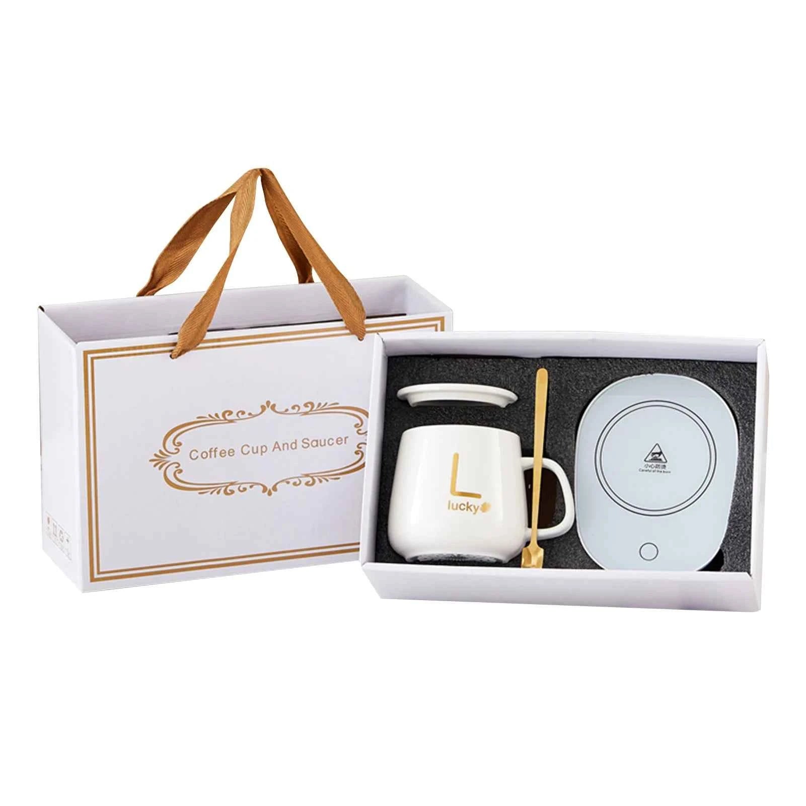 Smart Coffee Mug Warmer – 400ML Electric Heating Ceramic Cup Set