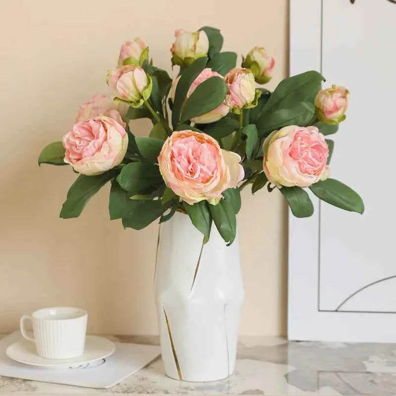 Elegant Silk Peony Stems – 2-Head Artificial Flowers for Décor