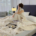 Soft Fluffy Wide Striped Blanket - Plush Throw for Bed & Sofa