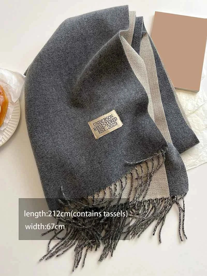 Warm Winter Cashmere Scarf – Fashionable Double-Sided Shawl Wrap