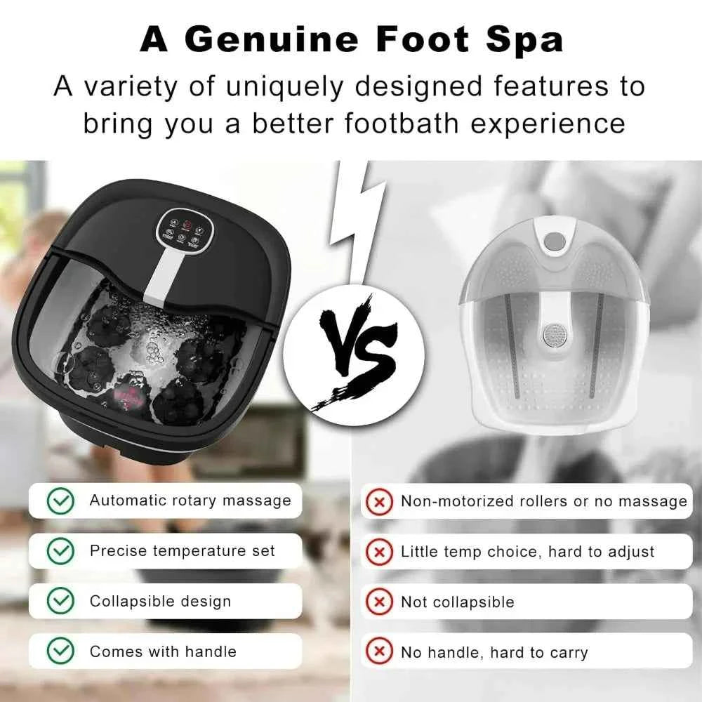 Collapsible Electric Foot Spa – Shiatsu Massage with Heat & Bubbles