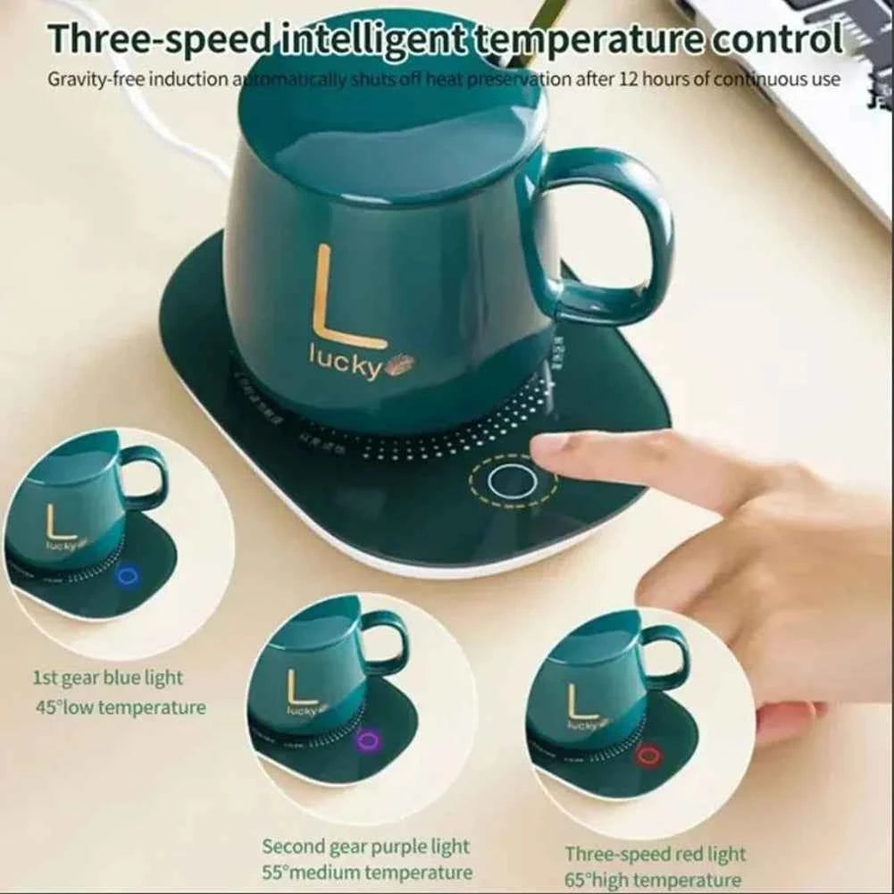 Smart Coffee Mug Warmer – 400ML Electric Heating Ceramic Cup Set