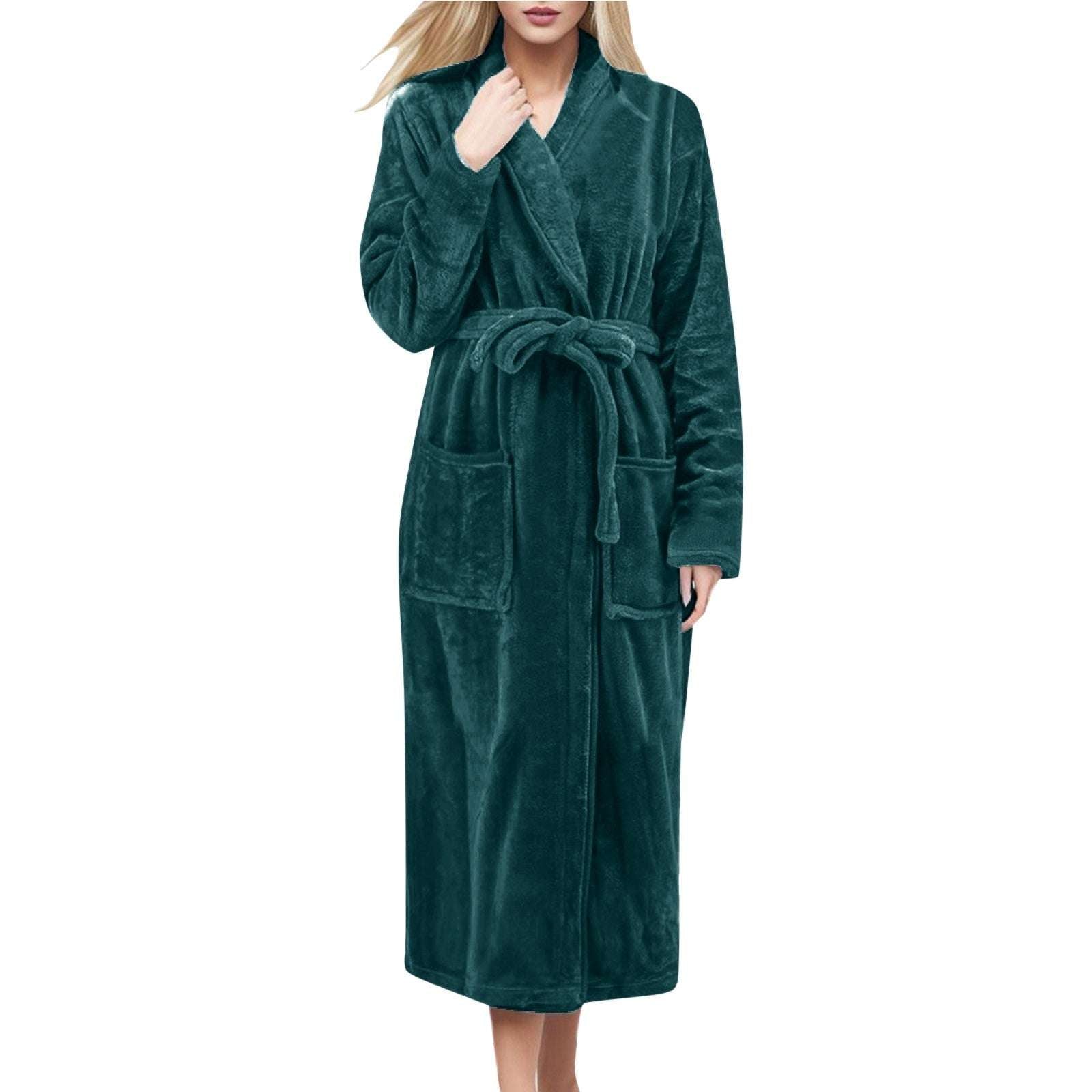 Cozy Accessories Plush Flannel Bathrobe – Warm Winter Fleece Nightgown for Women
