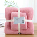 2pcs Luxury Coral Fleece Bath & Face Towel Set