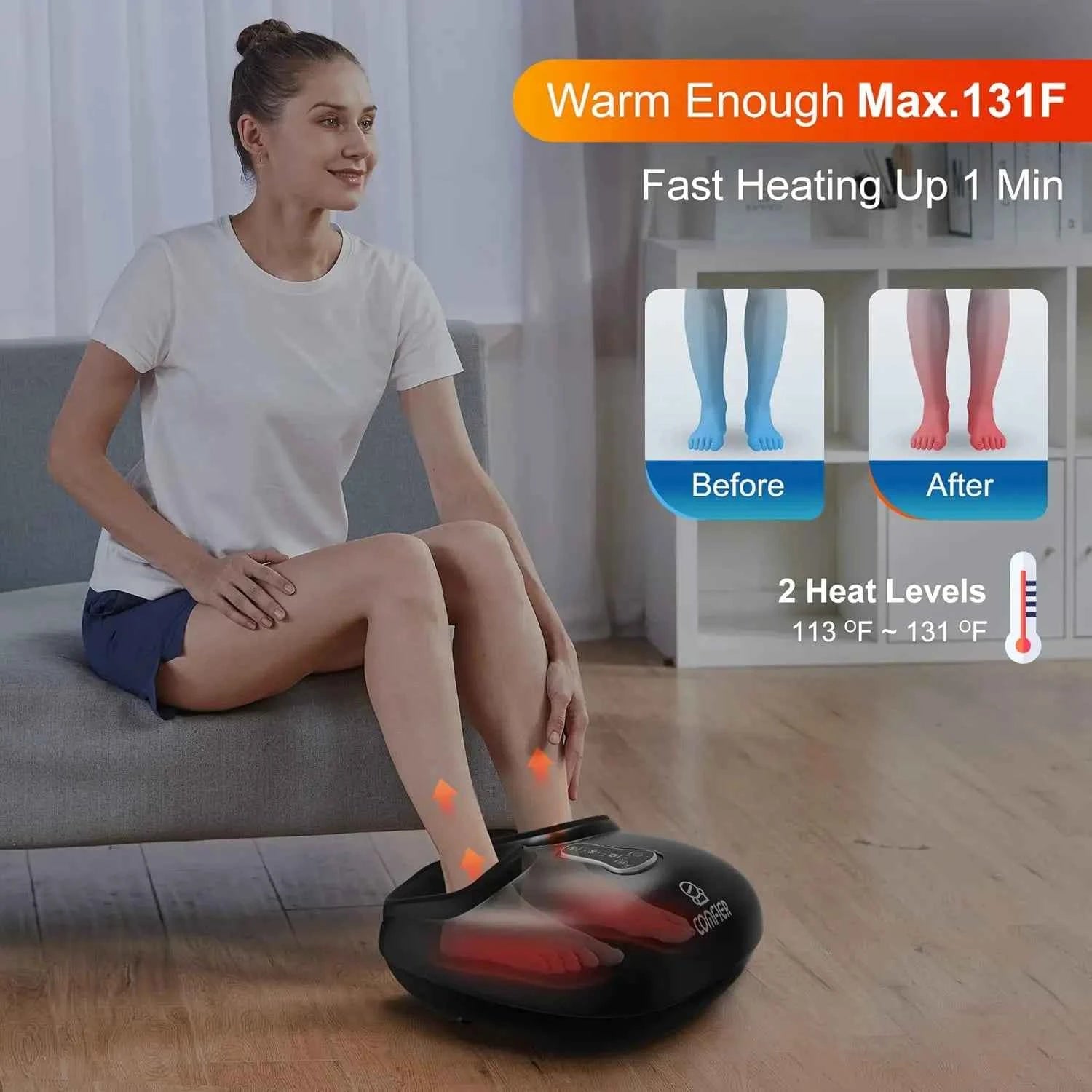 Shiatsu Foot Massager with Heat – Relaxation & Compression for Ultimate Comfort