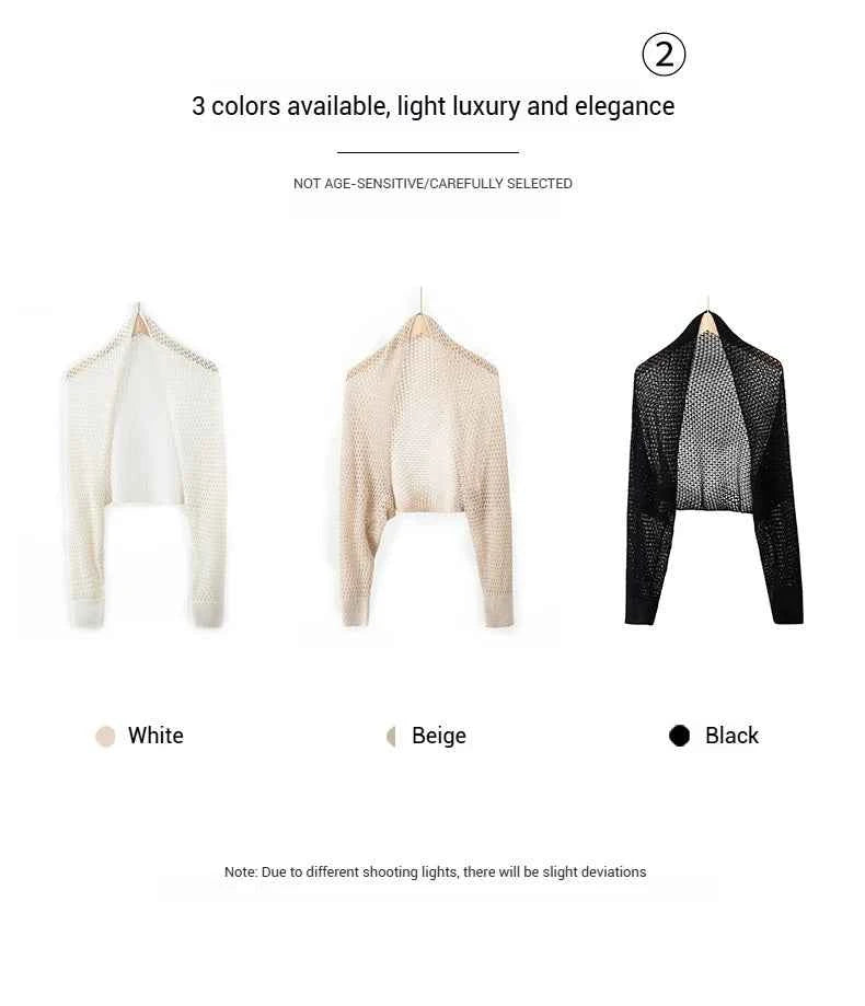 Spring Silk Cashmere Shawl – Lightweight Openwork Wrap with Sleeves