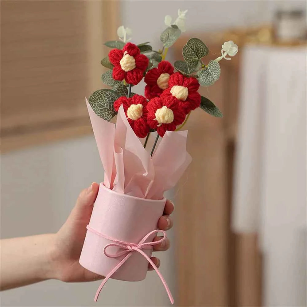 Cozy Hand-Knitted Wool Bouquet – Timeless Handmade Decor
