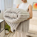 Soft Fluffy Wide Striped Blanket - Plush Throw for Bed & Sofa