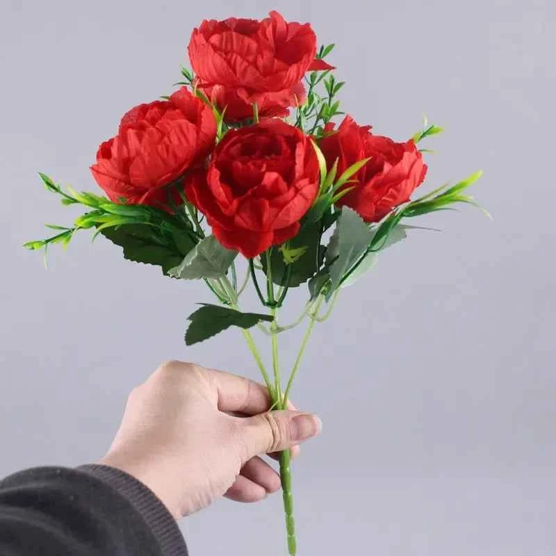 Autumn Silk Peony Bouquet – 6-Head Artificial Flowers