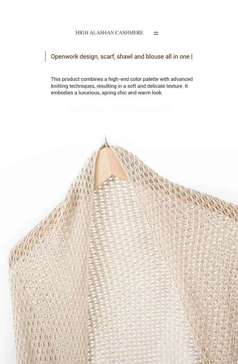 Spring Silk Cashmere Shawl – Lightweight Openwork Wrap with Sleeves