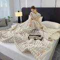 Soft Fluffy Wide Striped Blanket - Plush Throw for Bed & Sofa