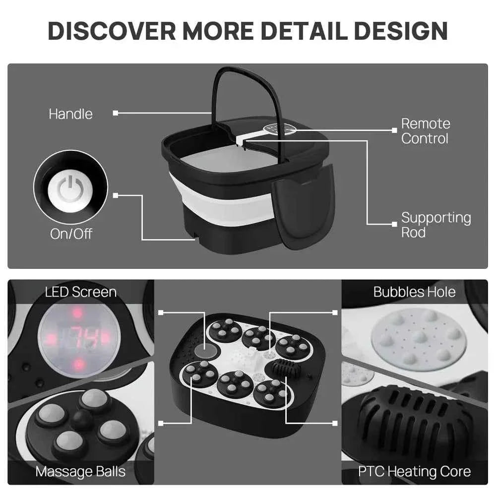 Collapsible Electric Foot Spa – Shiatsu Massage with Heat & Bubbles