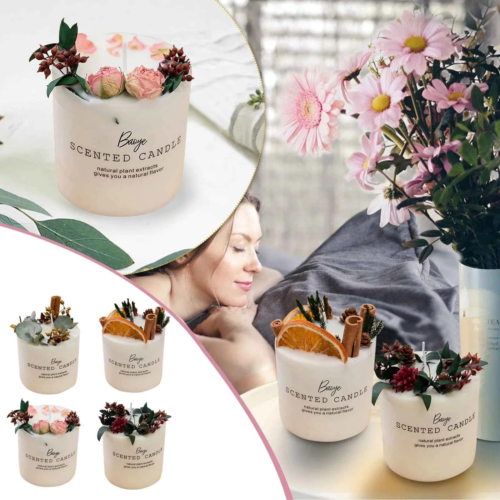 Organic Soy Wax Scented Candle - Handmade with Dried Flowers & Pure Oils
