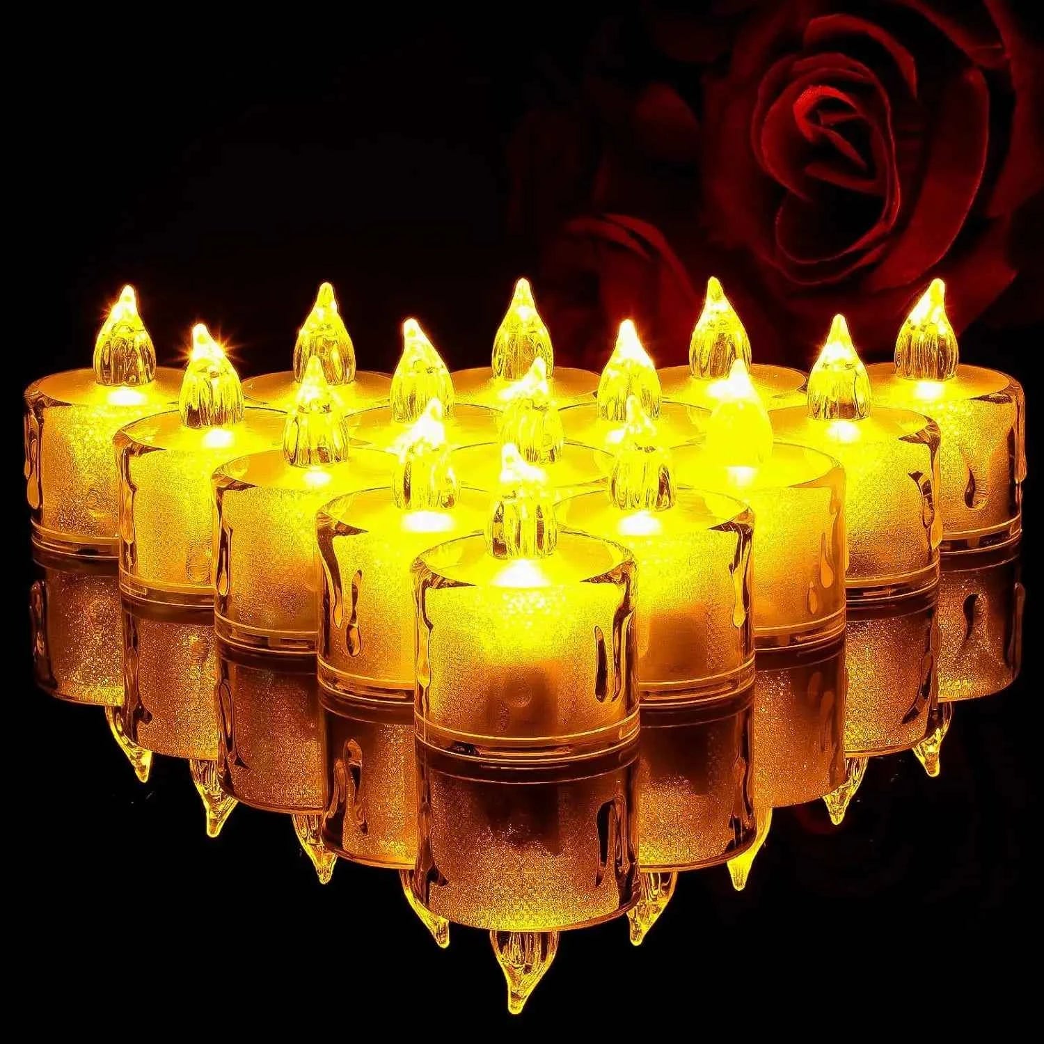 Heart-Shaped Flameless LED Tealight Candles - Battery Powered Home & Party Decor